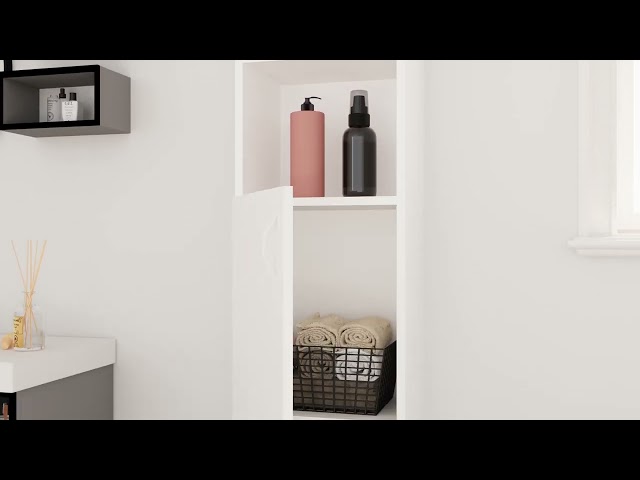 Video teaser for 802876 vidaXL Bathroom Cabinet White 32x25,5x190 cm Engineered Wood