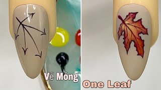 Easy One Leaf Nail Art For Beginner 💖Vẽ Móng💅 New Nails Design 💝 New Nails