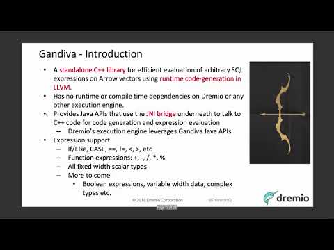 Using LLVM to accelerate processing of data in Apache Arrow