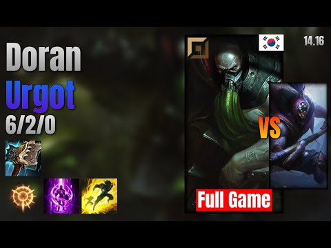 Doran Top Urgot vs Jax lol KR solo rank Full Game 14.16