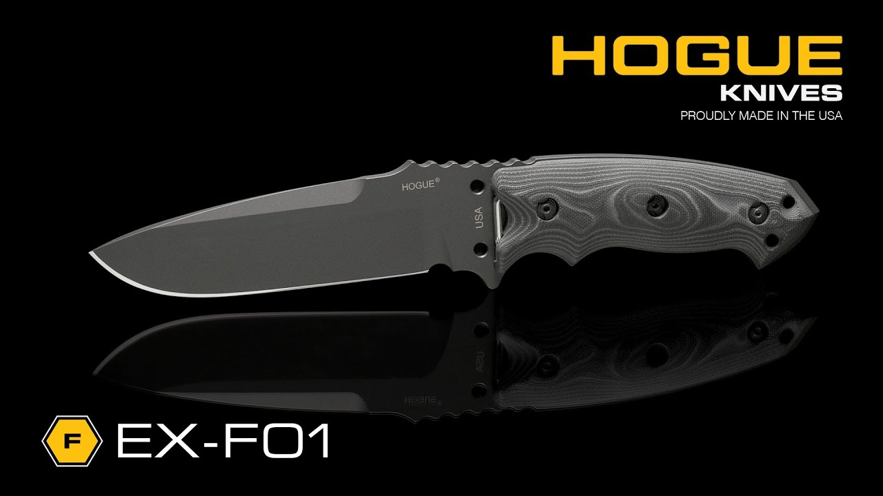 Hogue Knives EX-F01 Large Tactical Fixed Blade Knife Black G10 (7" Plain) 35159