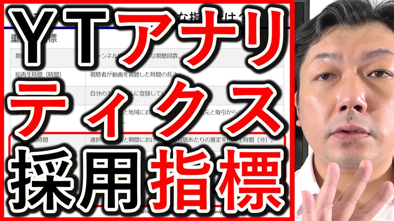 採用や求人のYouTube運用で見るべきアナリティクスの指標を解説する動画のサムネイル