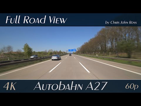 Autobahn (A27), Germany: Bremen-Überseestadt - Dreieck Bremen-Industriehäfen - Bremen-Nord - 4K UHD