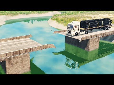 Cars vs Incomplete Bridge – BeamNG.Drive