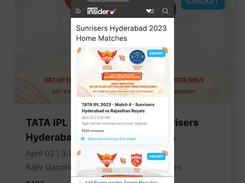 Hyderabad IPL tickets, Rajiv Gandhi stadium IPl tickets #ipltickets #sunrisehyderabad #ipl2023 #buy