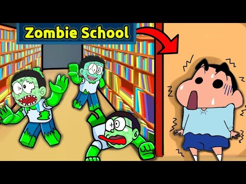 Shinchan Trapped In Zombie School 😱 || Funny Game Roblox 😂