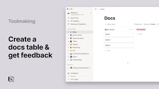  - Notion 101: Create a docs table and get feedback