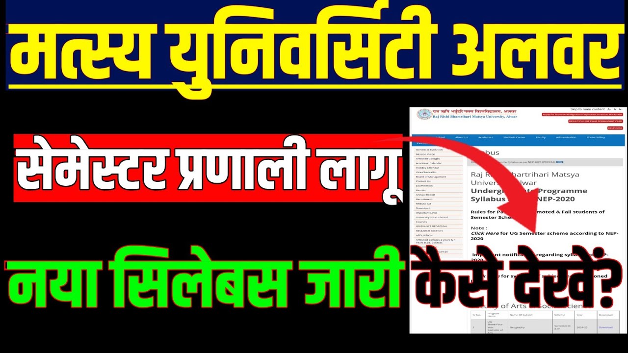 RRBMU SYLLABUS 2025 || RRBMU NEW SYLLABUS 2024-25 | RRBMU NEW EXAM PATTERN 2024 || MATSYA UNIVERSITY