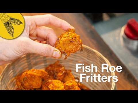 Machh'er dim'er bora + borar jhol—Bengali fish roe fritter and curry