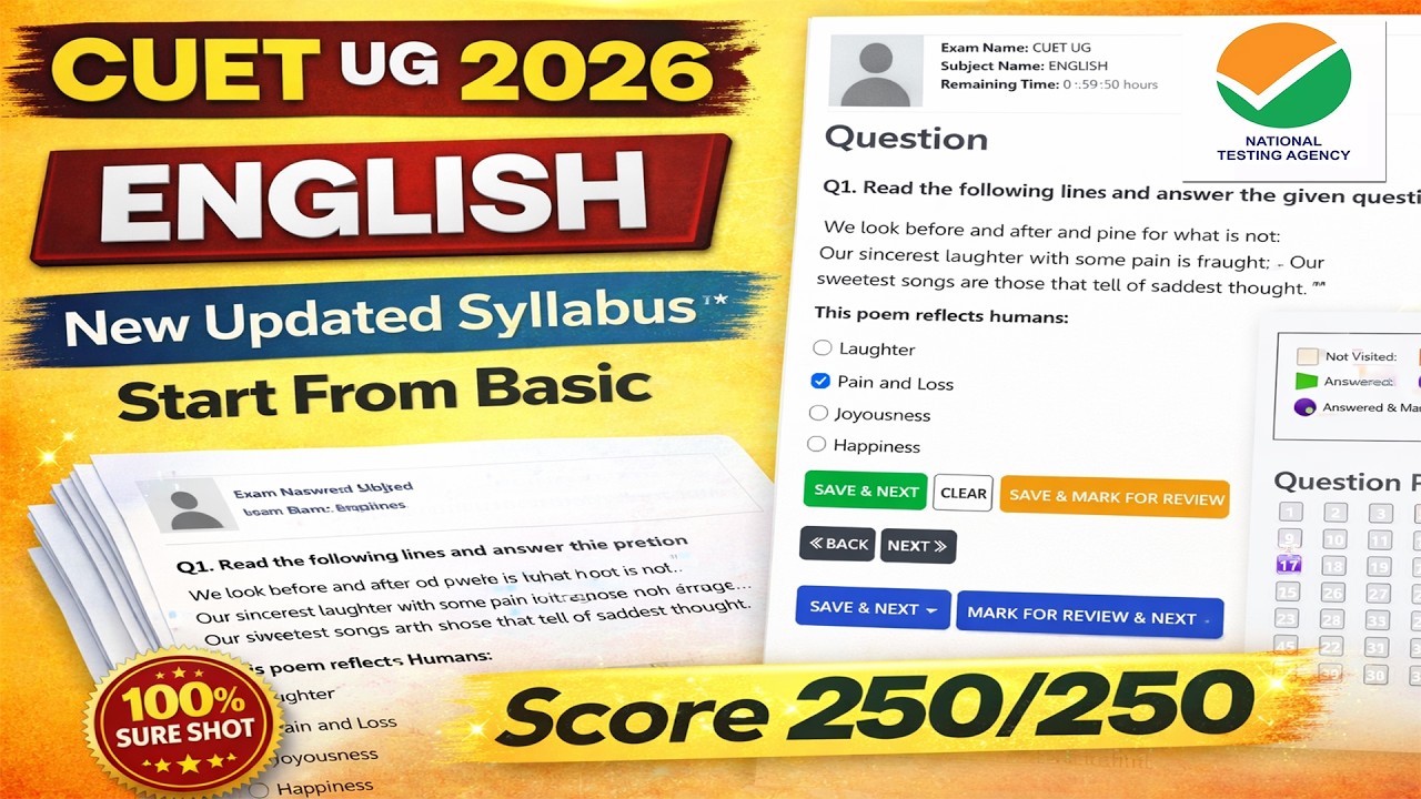 CUET UG 2026 English Roadmap 🔥 | New Syllabus Explained & PYQs | CUET UG English Mock test & Books