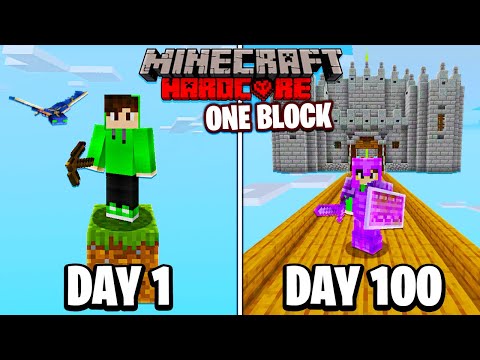 I Survived 100 Days on ONE BLOCK in Hardcore Minecraft...