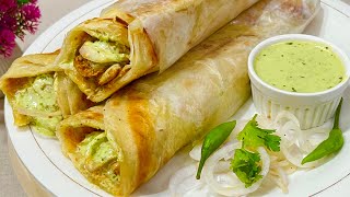 Chicken Paratha Roll Recipe | How To Make Chicken Tikka Roll | Chicken Chutney Paratha Roll