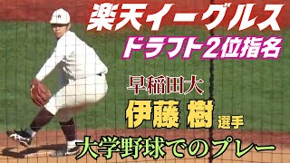 【2025ドラフト】楽天イーグルスからドラフト2位指名の早稲田大・伊藤樹選手の東京六大学リーグでのプレーを紹介