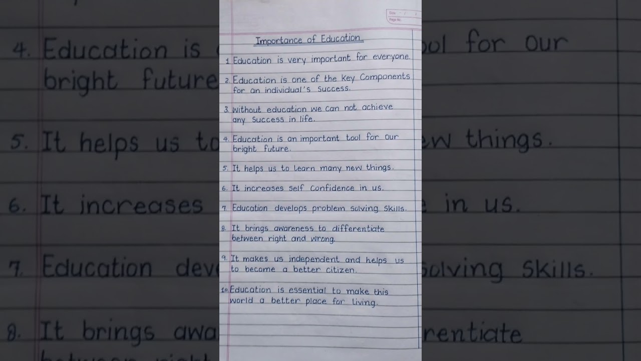 10 lines essay on importance of education#essay #handwriting #essaywriting #importanceofeducation