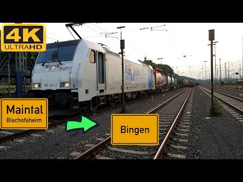 【4K】 Führerstandsmitfahrt   Mainz Bischofsheim BF nach Bingen über Mainz Mombach, Gau-Algesheim