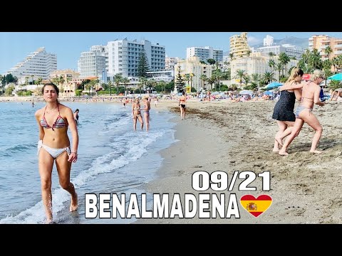 BENALMADENA SPAIN BEACH WALK IN SEPTEMBER 2021, Latest Summer Beach Walk Updates 2021 [4K]