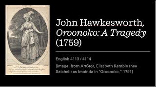 John Hawkesworth&#39;s OROONOKO: A TRAGEDY (1759)