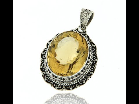 Pandant argint 925 Citrin Natural oval - Eleganta Solara