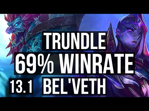 TRUNDLE vs BEL'VETH (JNG) | 8/1/7, 69% winrate, Dominating | EUW Master | 13.1