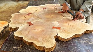 Incredible Woodwork Craftsmanship | Transforming Wood Slabs into Table Masterpiece