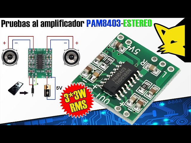 Vídeo relacionado con Gebildet Mini Amplificador de Audio de 3W+3W CC de 5V de,Placa de módulo de Amplificador Potencia Digital práctico,Amplificadores Estéreo Doble Canal PAM8403 con Potenciómetro para Bricolaje portátil