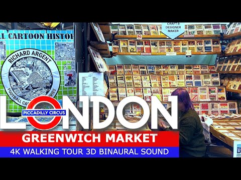 Greenwich Market, Cutty Sark in south-east London, 4K Walking tour [3D Binaural audio] uk