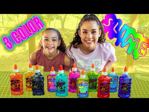 3 Colors Of Glue Slime Challenge!! NEW COLORS!!