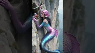 Happy Mermaid Baby and Mom in the Cliffside Cave #babygirl #mermaid #mermaidlove