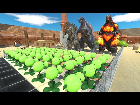 999 Peashooter vs Team Godzilla - Animal Revolt Battle Simulator