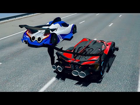 Bugatti Bolide GTR Concept vs Devel Sixteen GTR at Drag Race 24 KM Straight Road