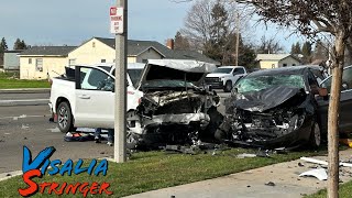 Vehicle pursuit ends in head on collision Visalia, Ca.