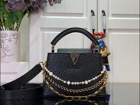 Louis Vuitton Capucines Mini & BB M11908 – Ostrich-Embossed with Pearl Chain