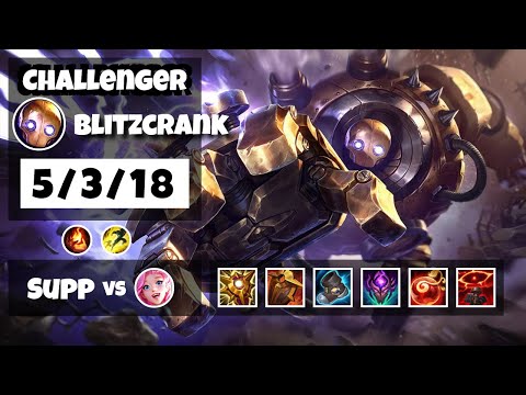 Blitzcrank Challenger Gameplay S11 Replay 11.18 Support (5/3/18) - NA