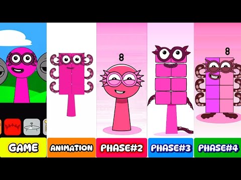 My NEW! Sprunki OC: Eight (from Numberblocks) | Game Animation, Phase 2, Phase 3, Phase 4