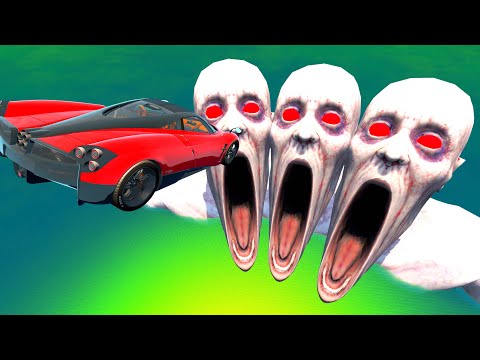 Jumping Cars into Giant Quarry The Shy Guy (SCP-096) - BeamNG.Drive