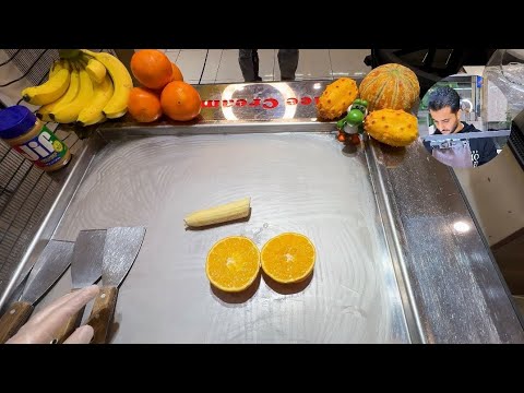 Orange & Banana Ice Cream Rolls 🍊🍌 | Sunny ASMR Rolls (mr.rollmaker)
