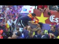Xavi Shoves Neymar During Barcelona Champions League Parade