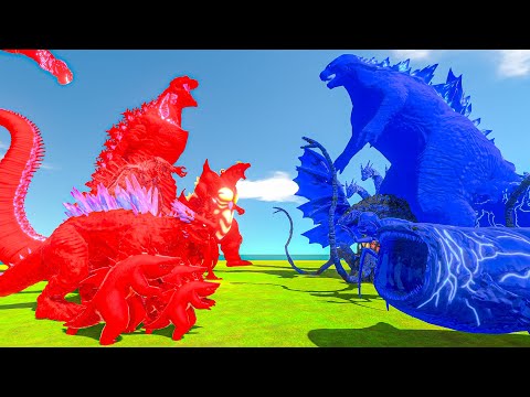 Red Shin Godzilla Team vs Blue Godzilla Team - Animal Revolt Battle Simulator