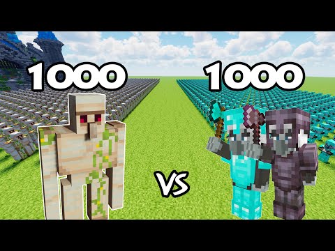 1000 Iron Golems Vs 1000 Diamond & Netherite Armor Vindicators | Minecraft