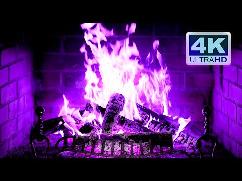 🔥 PURPLE Fireplace 4K! NO ADS. Colorful Fireplace Burning with purple flames. Halloween 2024