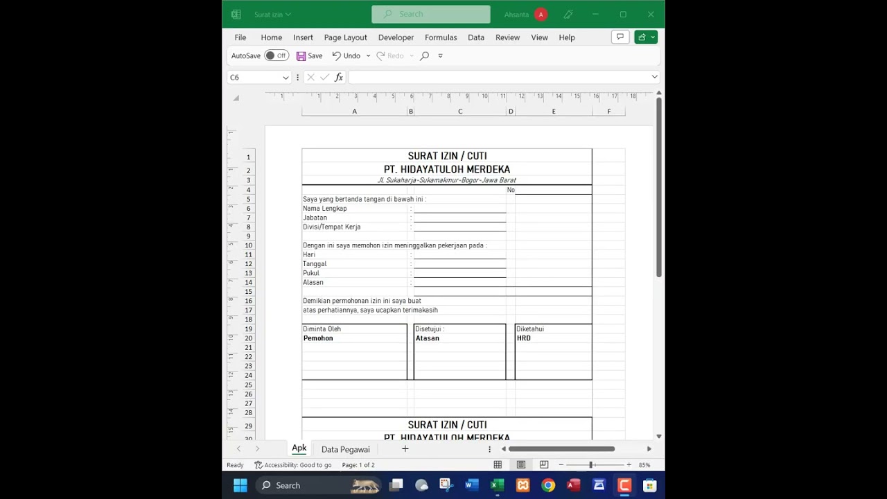 HRD WORK IS CREATING LEAVE OR PERMIT FORMS FOR EMPLOYEES
