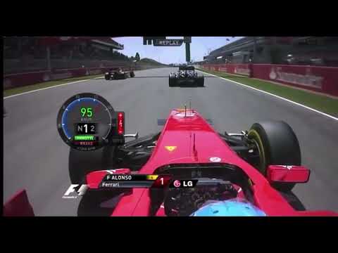 Fernando Alonso amazing start from P4 to P1 on Spanish GP 2011