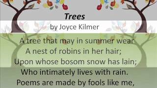Trees by Joyce Kilmer (LYRICS),  Song composed by Oscar Rasbach, Arrangement by Garth Kayster