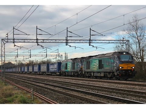 DRS 68002 & 68003 passing Coppenhall on 4S43 Daventry to Mossend 21/3/2015