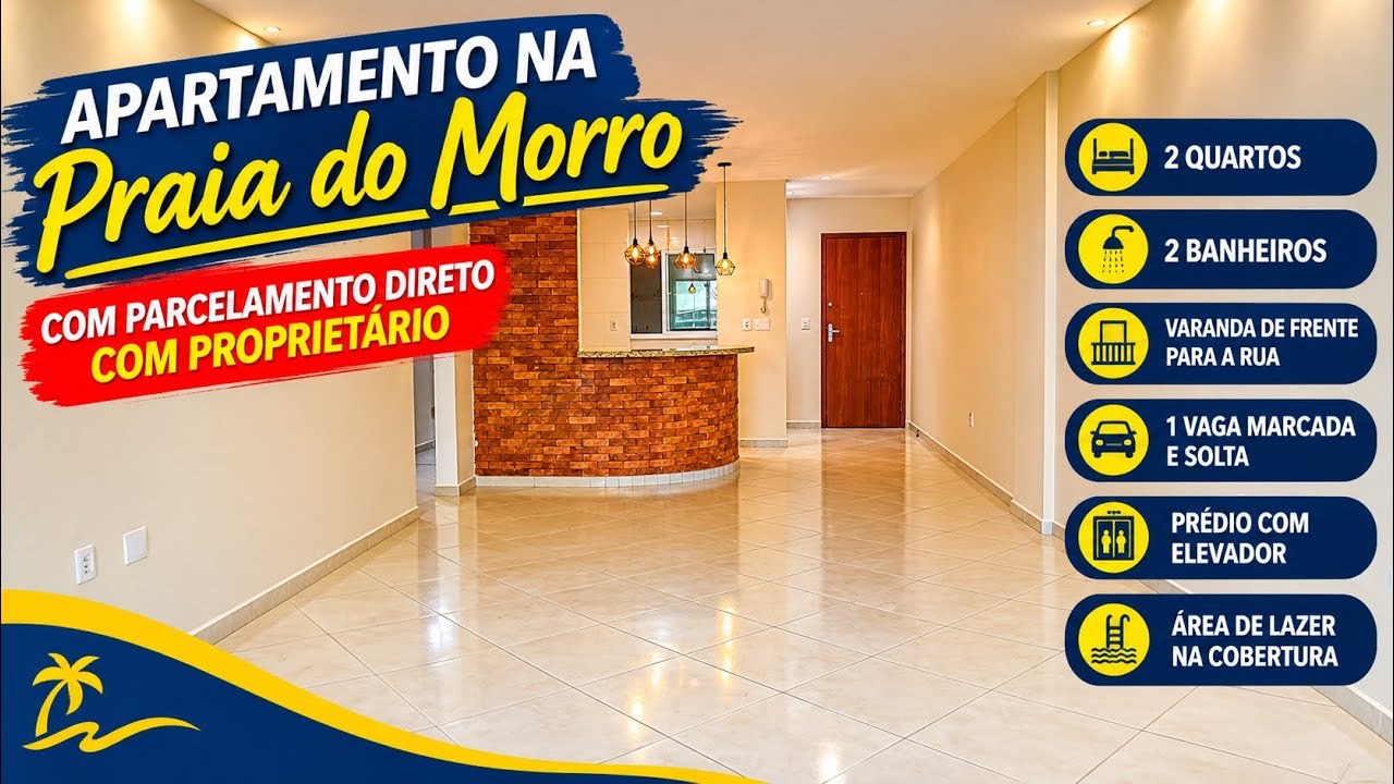 Apartamento na Praia do Morro de 2 quartos com parcelamento direto com o proprietário