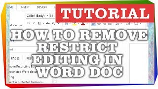 How to Remove Restricting Editing For Parts Of A Word Document