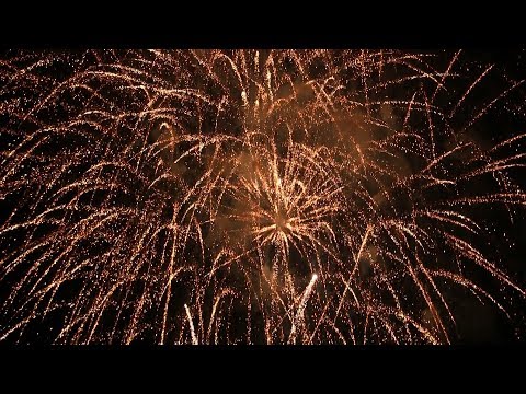 Fireworks at the end of the Brian Wilson concert at Glastonbury Abbey Extravaganza 2017