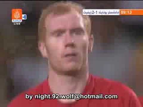 pual scholes take red card  ( like maradona ) by hand MAN UNITED VS FC zenit (2 - 1 )