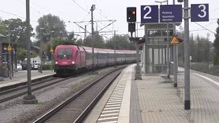 preview picture of video 'Brannenburg Meridian-Züge und Hupsignal 04.10.2014'