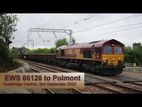 EWS 66126 on-hire to DRS & Freightliner Double Orange 90's 90044 & 90014 at Coatbridge Central